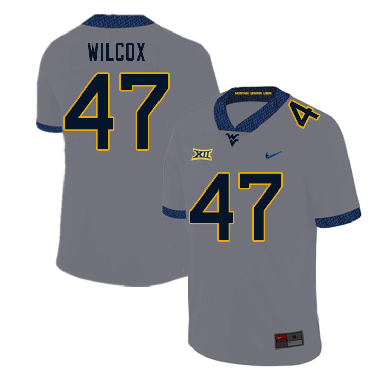 Men #47 Avery Wilcox West Virginia Mountaineers College Football Jerseys Sale-Gray